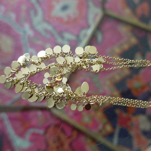 (NWT) Gold Pallettes 3-Tier Drop Statement Necklace 16" w/ 3" ext. - Picture 10 of 11